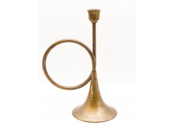 Vintage Brass Horn Candle Holder
