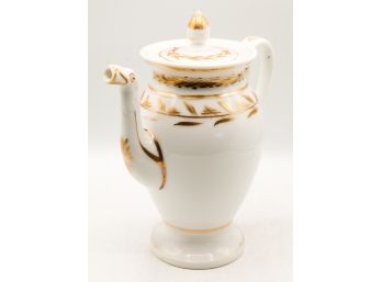 Beautiful Vintage Tall Porcelain Teapot  W/ Top