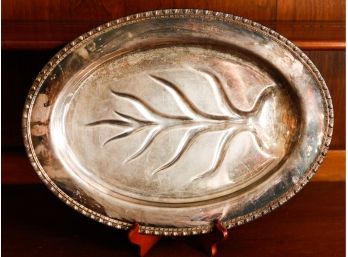 Wm Rogers & Son Silverplate 16' Footed Tree Pattern Turkey Oval Tray Platter - Vintage
