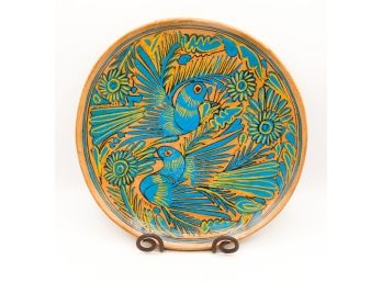 Beautiful 11' Clay Decorative Plate - 2 Blue Birds