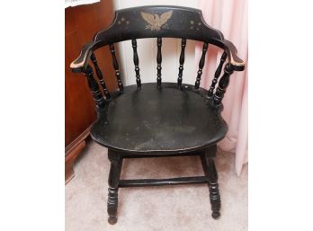 Stunning Vintage Wooden Captain's Chair W/ Eagle Design - L23' X H30' X D18.5