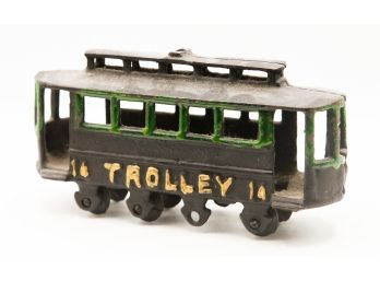 Antique Cast-Iron Trolley Car Street - Vintage Toy
