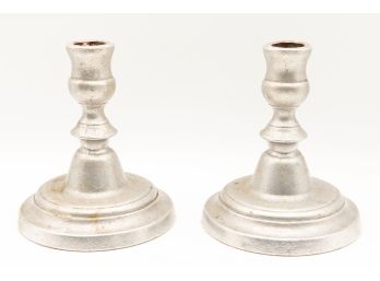 Pair Of Silver Toned Candlestick Holders