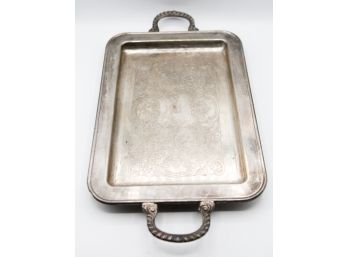 Stunning Silver-plated Serving Tray W/ Two Handles