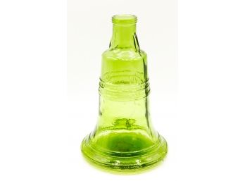 Vintage Wheaton Green Glass Liberty Bell Bottle