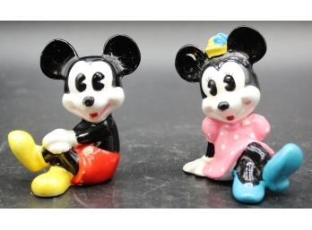 Vintage Mickey And Minnie Mouse Ceramic Figurines