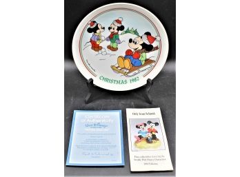 Schmid Walt Disney Mickey Mouse 1982 Tenth Limited Edition Collectors Christmas Plate W/original Box