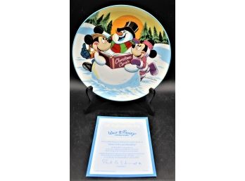 Disney Schmid 1987 Christmas 'Merry Mouse Medley' Fifth Limited Edition Collectors Plate W/ Original Box & COA