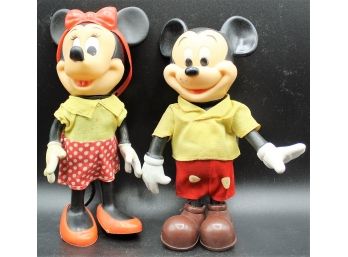 Dakin 8' Vintage R Mickey And Minnie Mouse Plastic Dolls