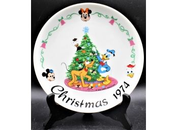 Walt Disney Limited Edition Schmid 1974 Christmas Plate Donald Goofy Mickey W/ Original Box