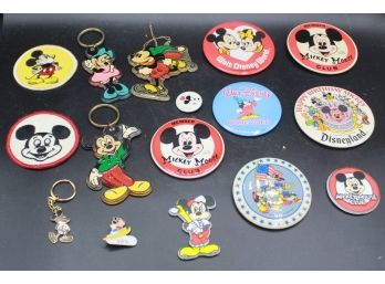 Lot Of Assorted Disney Mickey Mouse Patches, Pins & Keychains