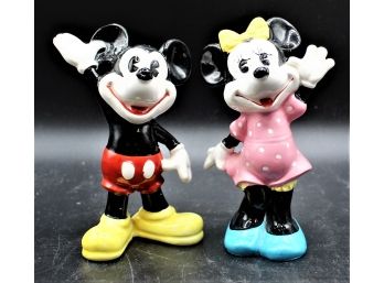 Vintage Walt Disney Productions Ceramic Mickey And Minnie Mouse