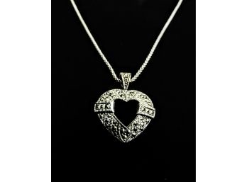 Sterling Silver & Marcasite Heart Shaped Necklace