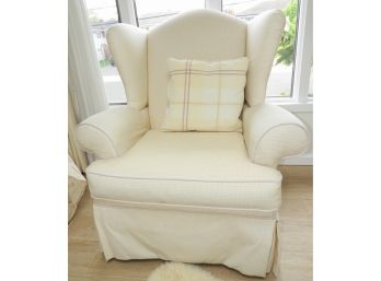This Ends Up Furniture Company Yellow Plaid Check Armchair With Throw Pillow