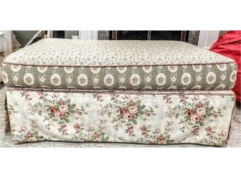 Floral Fabric Upholstered Ottoman