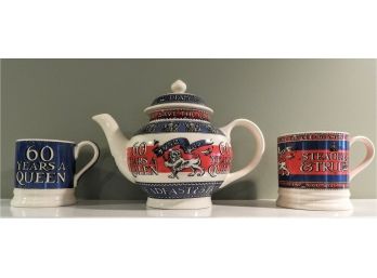 60 Years A Queen Emma Bridgewater Jubilee Teapot & 2 Mugs