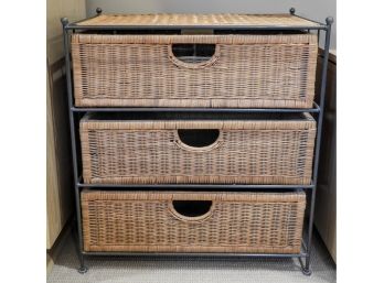 Wicker 3-drawer Storage Cabinet