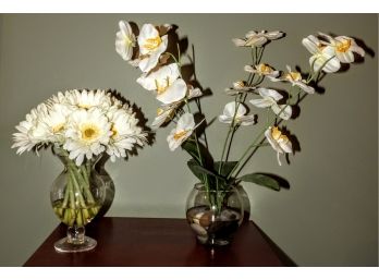 Assorted Set Of 2 Artificial Flower Arrangements In Glass Vases