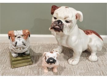 Assorted Set Of 3 Ceramic Bull Dog Figurines