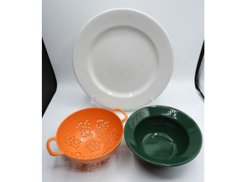 Signature Housewares Inc. Stoneware Plate, Strainer & Waechtersbach Bowl