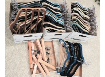 Assorted Lot Of Velvet & Wood Pant Hangers