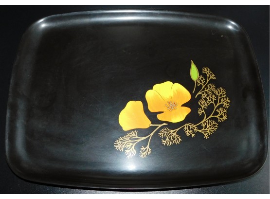 Golden California Poppies Rounded Couroc Tray