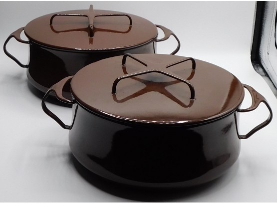 Dansk JHQ Jens Quistgaard Kobenstyle Brown Enamel Large Dutch Oven Cooking Pot Set