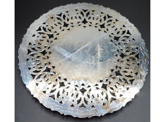Engraved Silver Footed Serving Plate