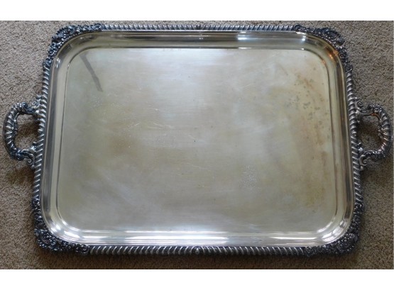 Reed & Barton 06050 Rounded Rectangular Decorative Serving Tray Silver Plate
