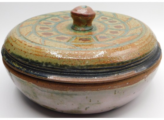 Handmade Clay Serving Bowl With Lid