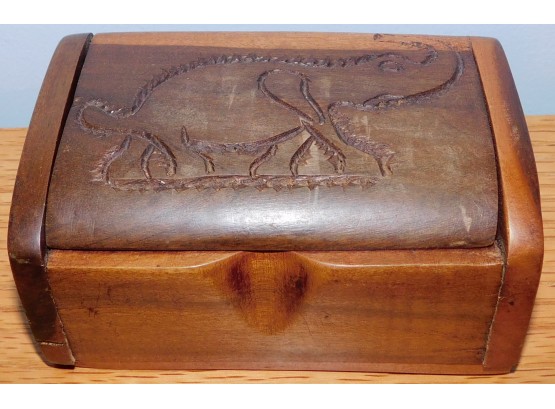 Wooden Hand Carved Elephant Trinket Box