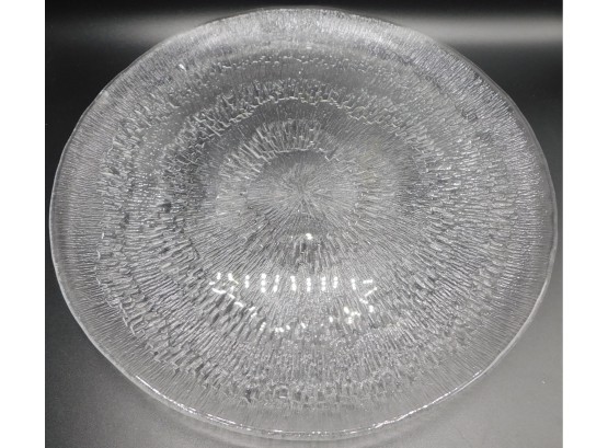Textured Glass Embossed Round Serving Platter