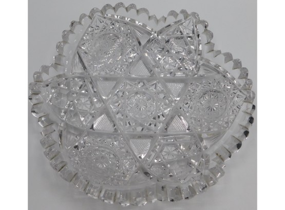 Scalloped Decorative Cut Glass Dish
