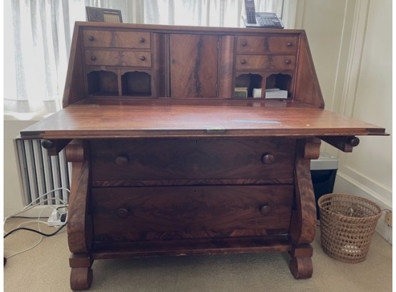 Antique Empire Wooden Stationary Slant Front Desk