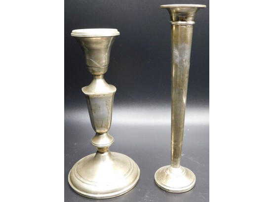 Pair Of Candlestick Holders Fisher Sterling Weighted - 8'H Golden Silversmiths - 7'H