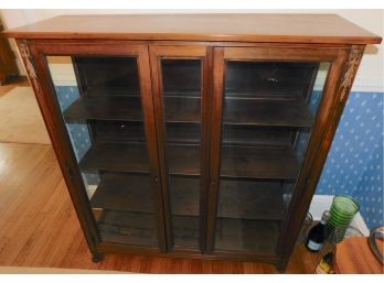 Lovely 'Empire' Style Wooden China Cabinet With Glass Doors Gold Tone Accents