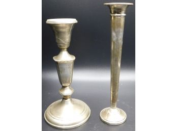 Pair Of Candlestick Holders Fisher Sterling Weighted - 8'H Golden Silversmiths - 7'H