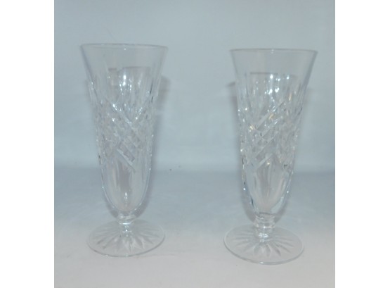 Pair Of Waterford Crystal Footed Vases