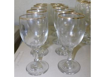 Assorted Lot Of Wine Glasses With Gold Rim