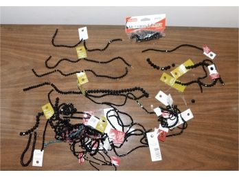 Assorted Lot Of Black Beads And Necklaces