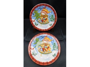 Pair Of Decorative Christmas Plates
