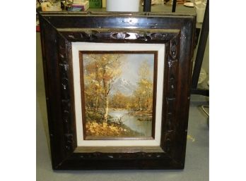 Vintage Oil On Canvas  Signed Dave Baxter In Solid Wood Frame