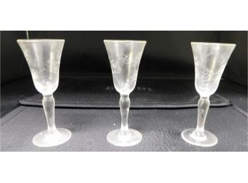 Set Of Etched Cordial Glasses