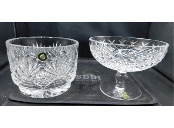 Lovely Waterford Crystal Footed Bowl With Glasswerk Crystal Bowl