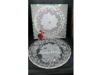 Holiday Bouquet Crystal Platter By WPG In Box