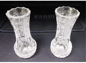 Pair Of Cut Glass Bud Vases