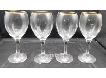 Set Of Wine Glasses With Gold Rim
