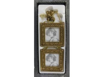 Gold Pink Jeweled Double Hanging Picture Frame