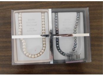 Pair Of Genuine Sterling Silver Fresh Water Pearl Necklaces In Box