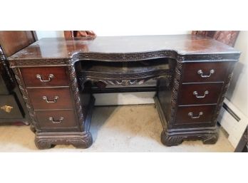 Antique Mahogany Carved 7 Drawer Desk